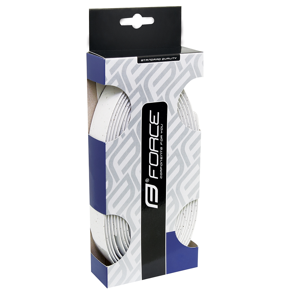 [38011] FORCE CORK HANDLEBAR TAPE & PLUGS WHITE