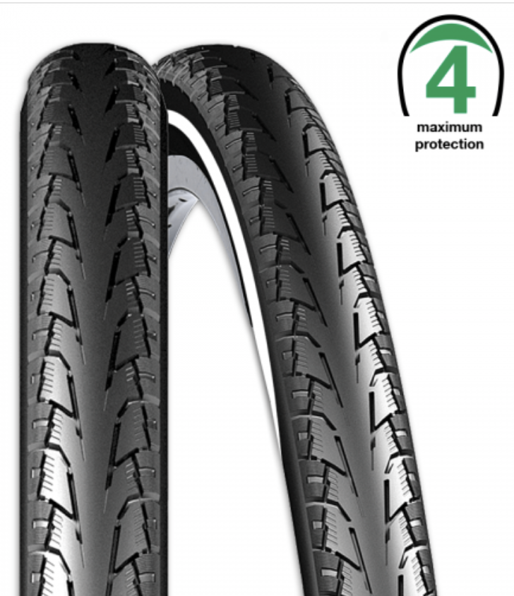 [391981] **REXWAY DART TYRE 700 X 32C 5mm PUNCTURE PROTECTION REFLECTIVE LINE BLACK