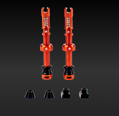 [JLV48ORG] **JUICE LUBES TUBELESS VALVE SET ORANGE 48mm