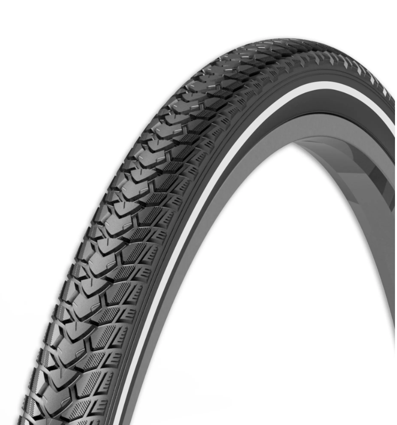 [391205] **REXWAY SHOPPER TYRE 700 X 35C 3mm PUNCTURE PROTECTION REFLECTIVE LINE BLACK